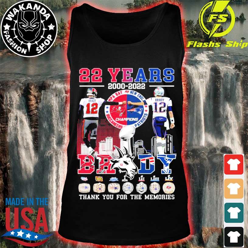 22 years 2000 2022 Tom Brady thank you for the memories shirt, hoodie,  sweater, long sleeve and tank top