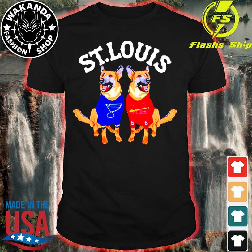 Dachshund dogs St. Louis Blues and St. Louis Cardinals shirt