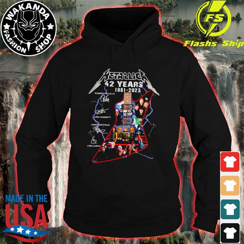 Official Metallica 42 Years 1981-2023 Guitar signatures shirt, hoodie,  longsleeve, sweatshirt, v-neck tee