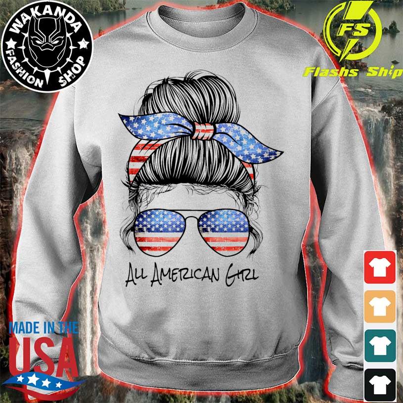 Girl American 4Th Of July Messy Bun Sunglasses American Flag T Shirts,  Hoodies, Sweatshirts & Merch