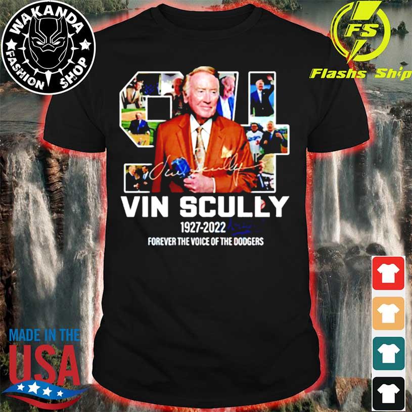 Rip vin scully forever voice off the Dodgers baseball legend shirt