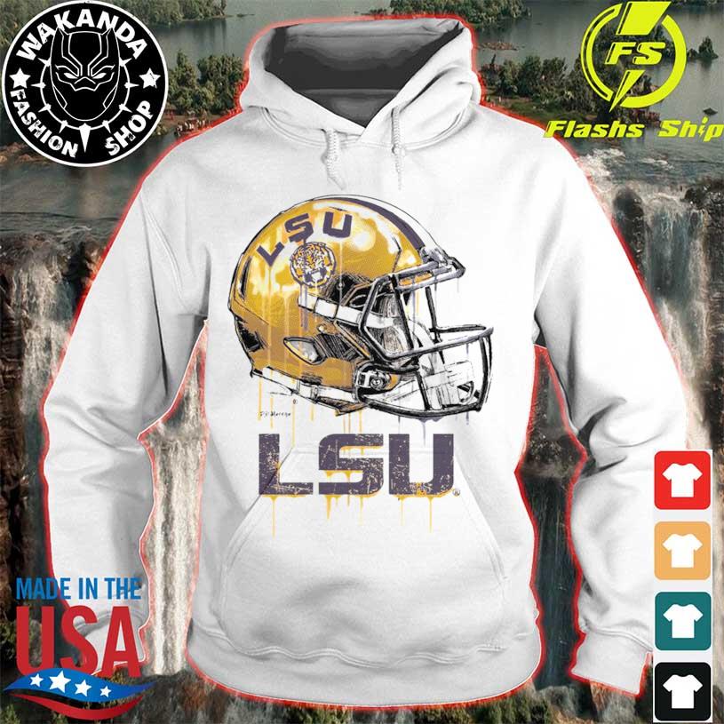 Louisiana State Tigers Original Dripping Football Helmet White T-Shirt