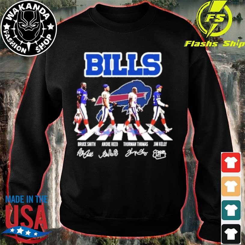 The Bills Bruce Smith Andre Reed Thurman Thomas Jim Kelly Abbey Road  Signatures Vintage T-Shirt - Kaiteez