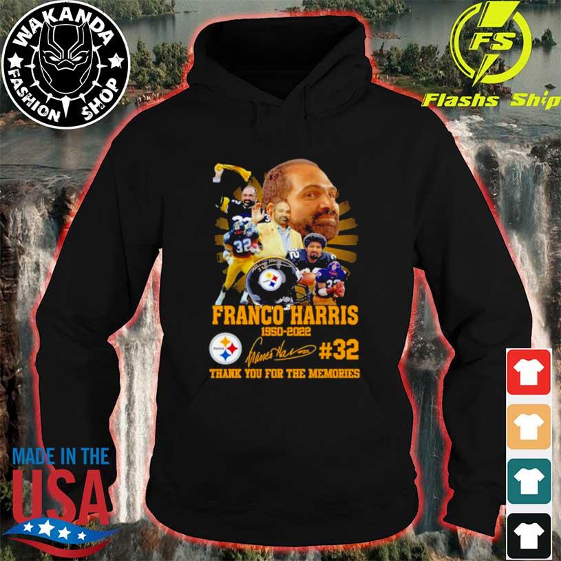 Pittsburgh steelers franco harris 1950 2022 thank you for the memories  signatures shirt, hoodie, longsleeve tee, sweater