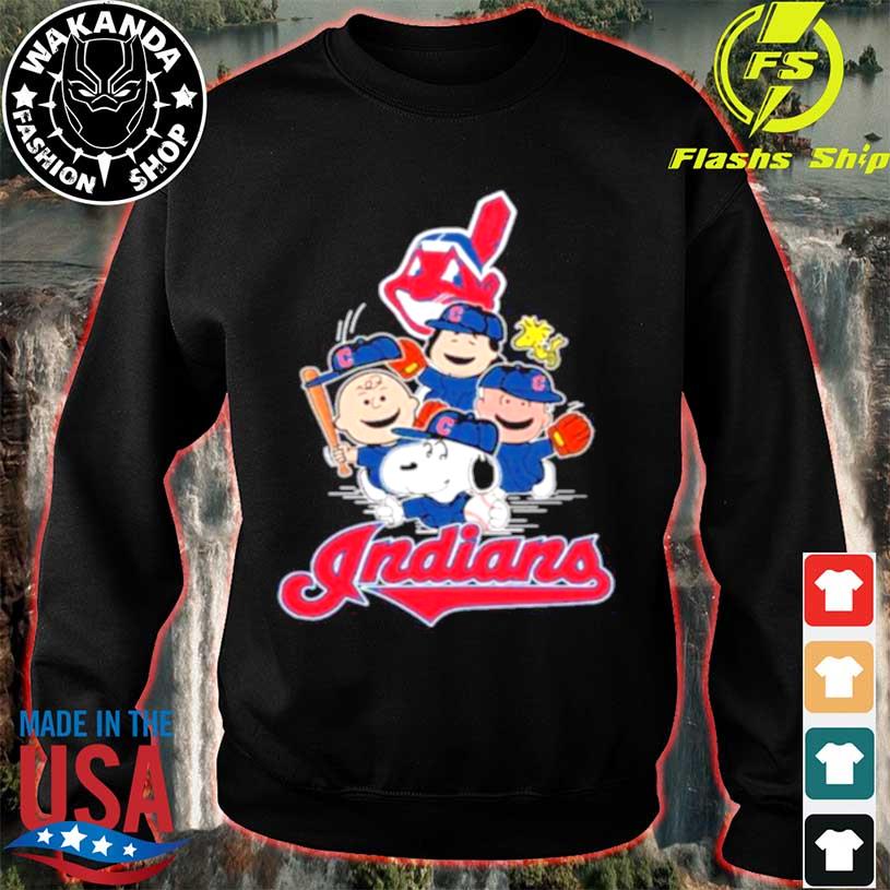 MLB Cleveland Indians Snoopy Charlie Brown Woodstock The Peanuts Movie  Baseball T Shirt_000 Youth T-Shirt