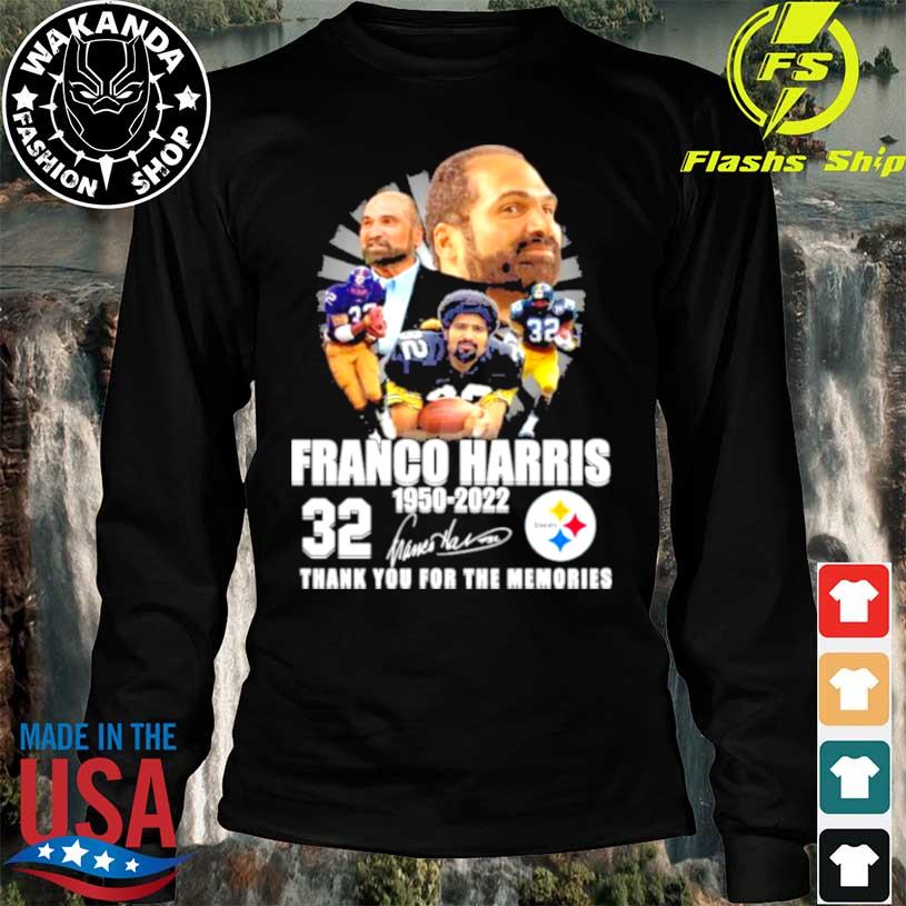 Franco Harris 1950 2022 Thank You For The Memories Signatures Shirt,  hoodie, sweater, long sleeve and tank top