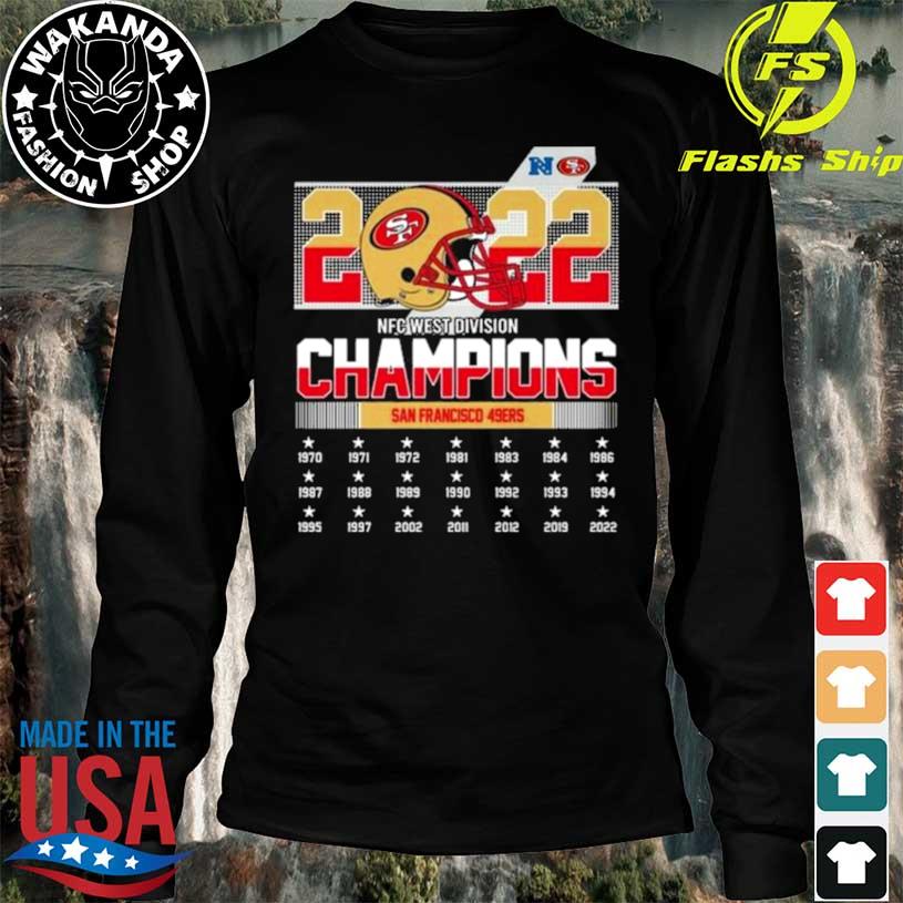 San Francisco 49ers team 2022 NFC west Champions 1970-2022 signatures shirt