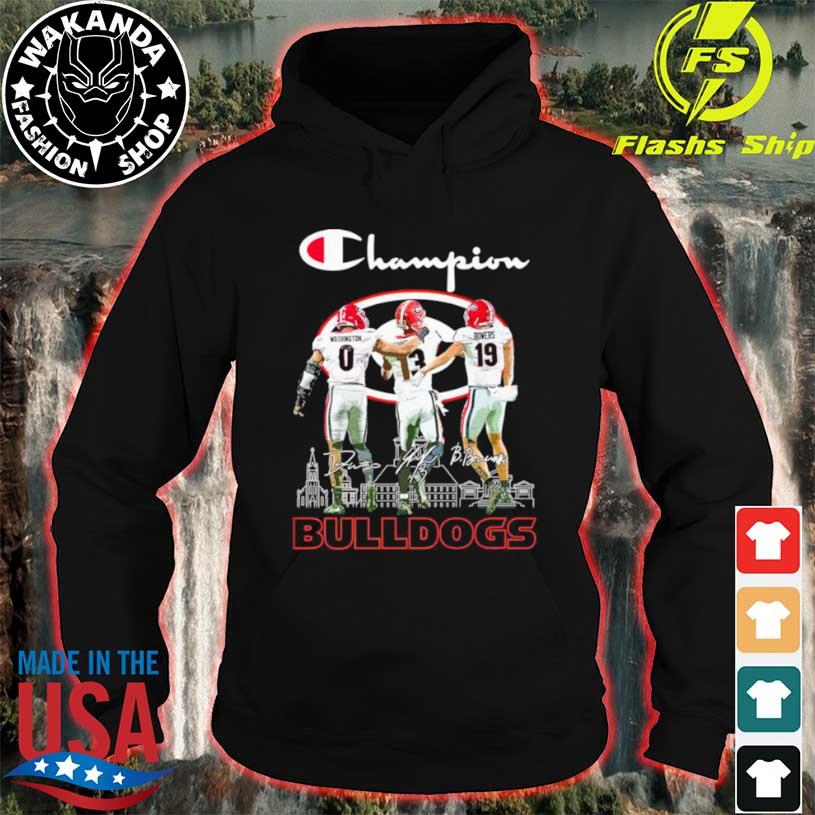 Champion Darnell Washington Stetson Bennett And Brock Bowers Georgia  Bulldogs Signatures Shirt, hoodie, sweater, long sleeve and tank top