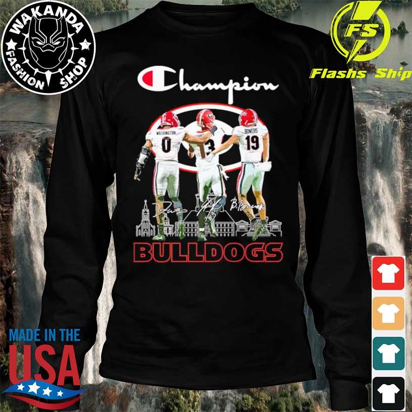 Champion Darnell Washington Stetson Bennett And Brock Bowers Georgia  Bulldogs Signatures Shirt, hoodie, sweater, long sleeve and tank top