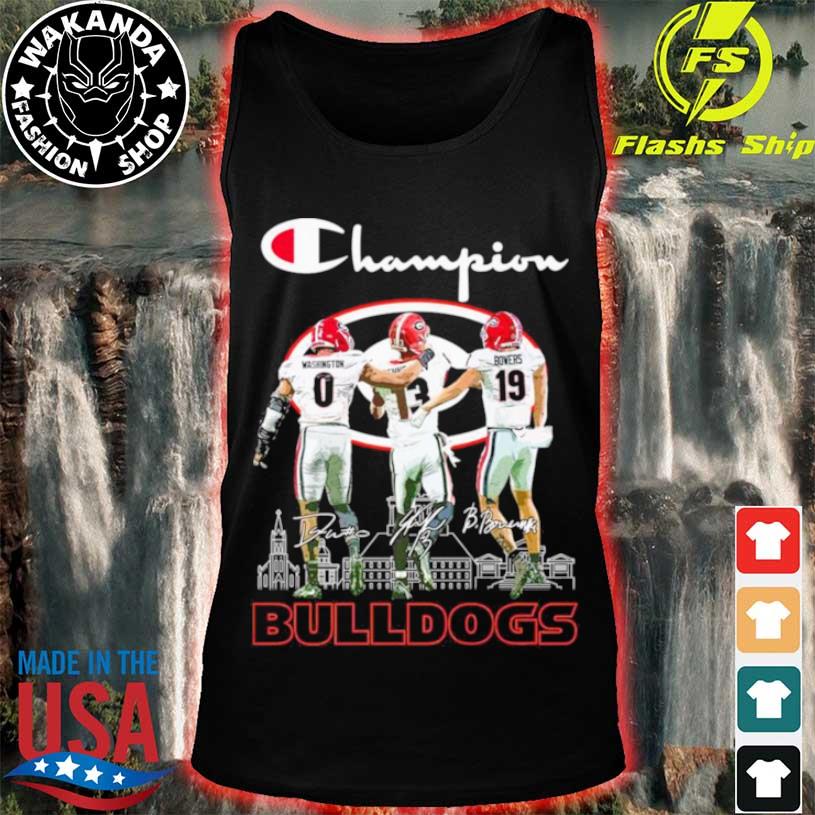 Champion Darnell Washington Stetson Bennett And Brock Bowers Georgia  Bulldogs Signatures Shirt, hoodie, sweater, long sleeve and tank top