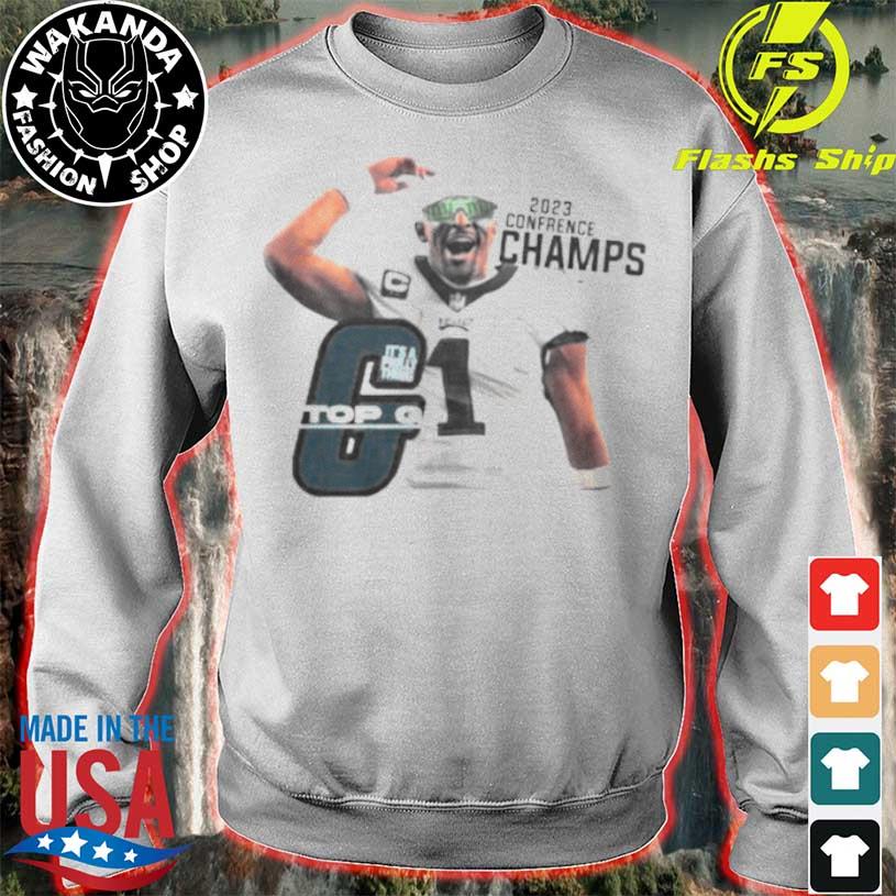 Philadelphia Eagles Top G Jalen Hurts 2023 Conference Champs T-Shirt -  Peanutstee