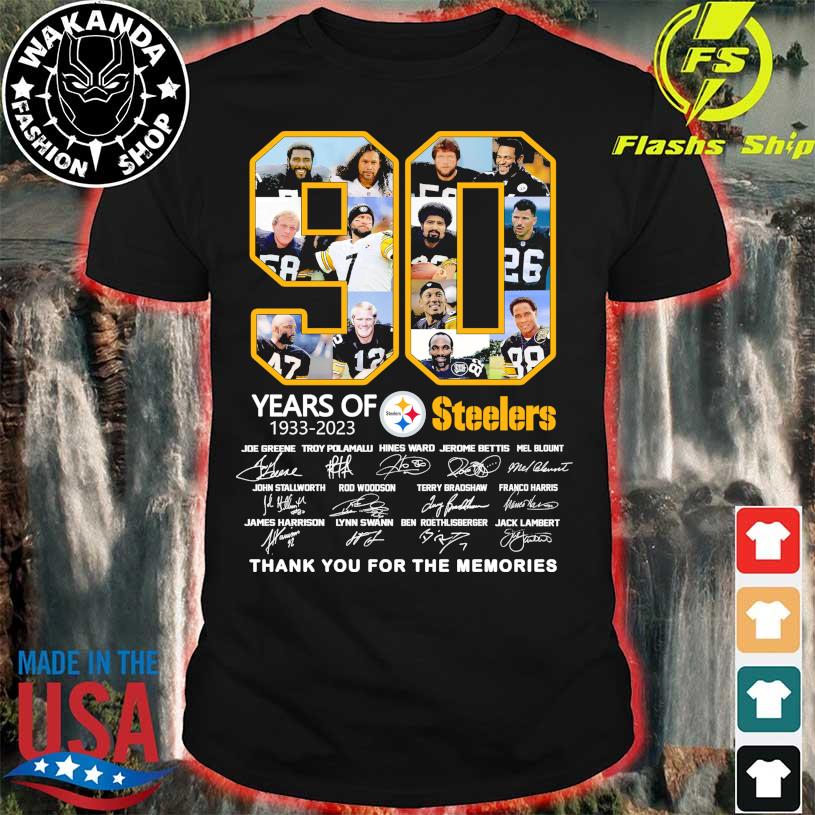 Product pittsburgh Steelers 90 season 1933 2023 memories shirt