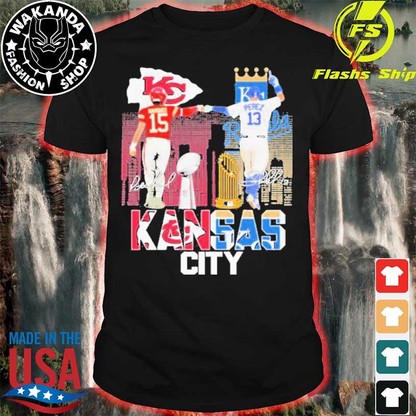 Kansas City Chiefs vs KC Royals 13 Perezand and 15 Mahomes matchup with  signatures shirt, hoodie, sweater, long sleeve and tank top