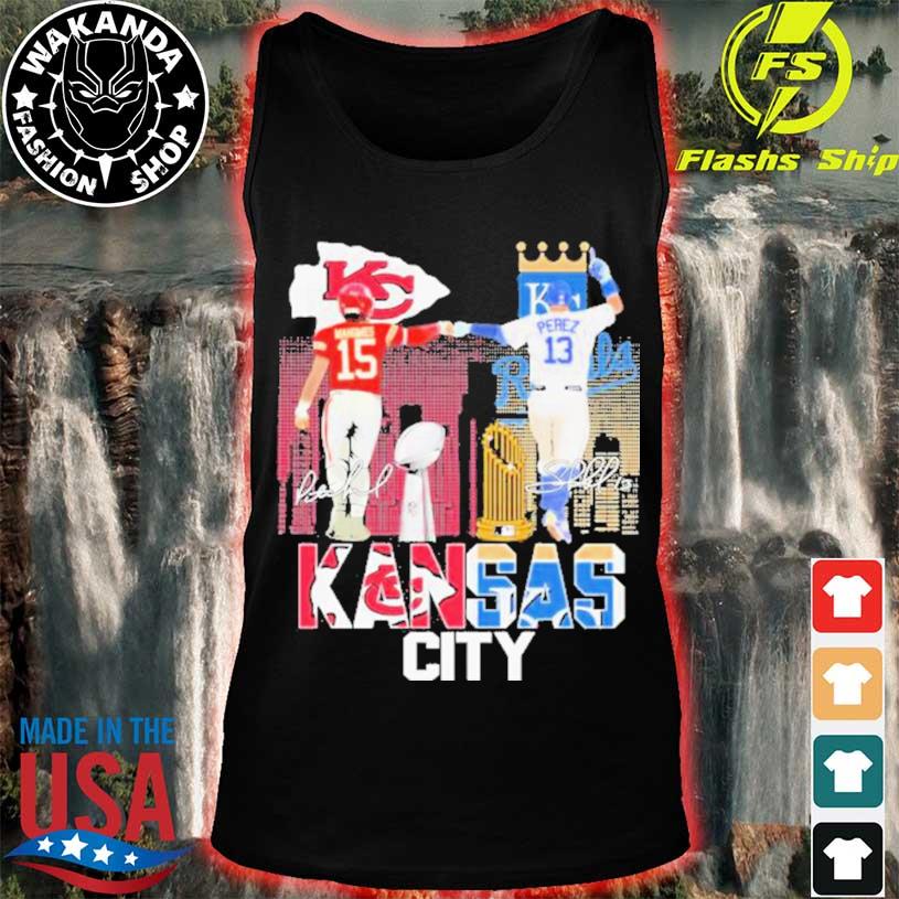 Kansas City Chiefs vs KC Royals 13 Perezand and 15 Mahomes matchup with  signatures shirt, hoodie, sweater, long sleeve and tank top