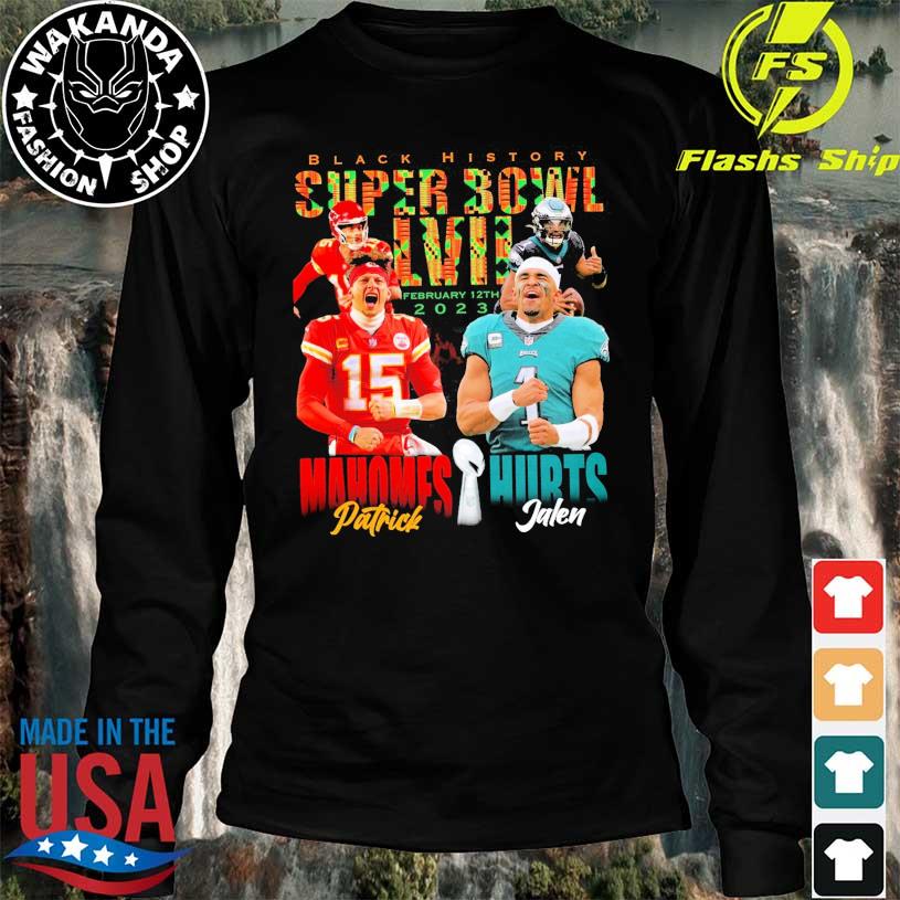 Patrick Mahomes vs Jalen Hurts Black histort super bowl LVII shirt, hoodie,  sweater and long sleeve