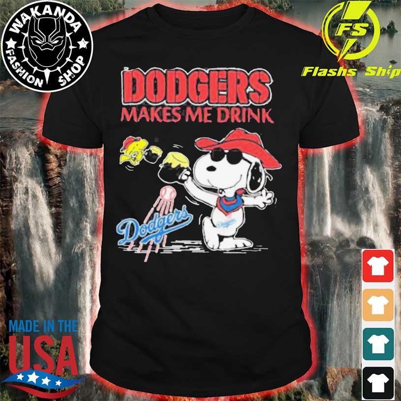 Snoopy And Woodstock Los Angeles Dodgers Makes Me Drinks Shirt