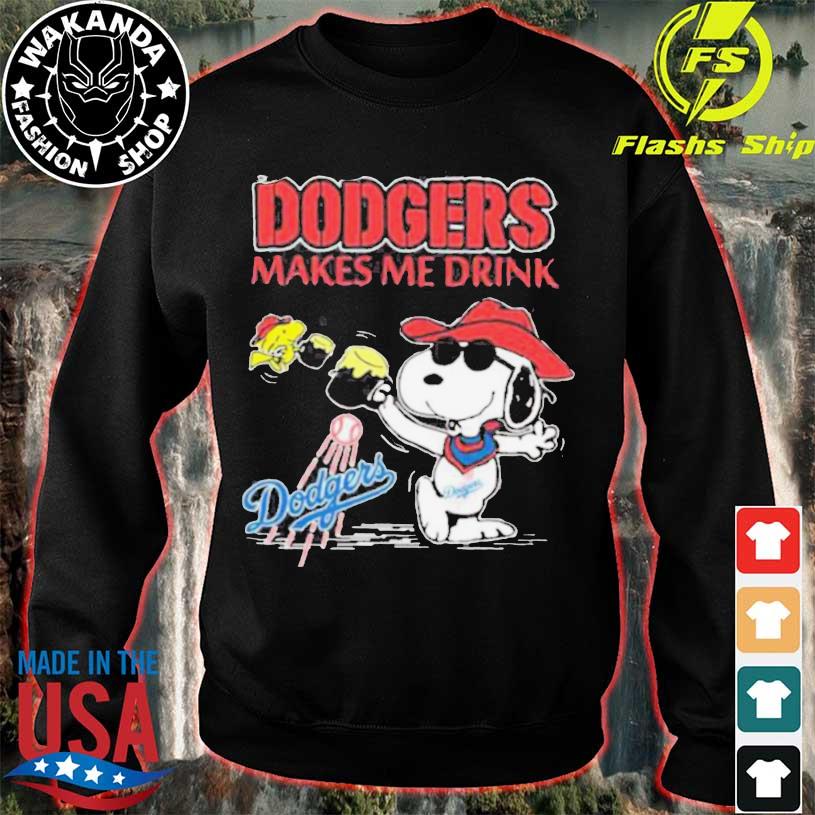 Funny Snoopy and Woodstock Dodgers makes me Drink Beer shirt, hoodie,  sweater and long sleeve