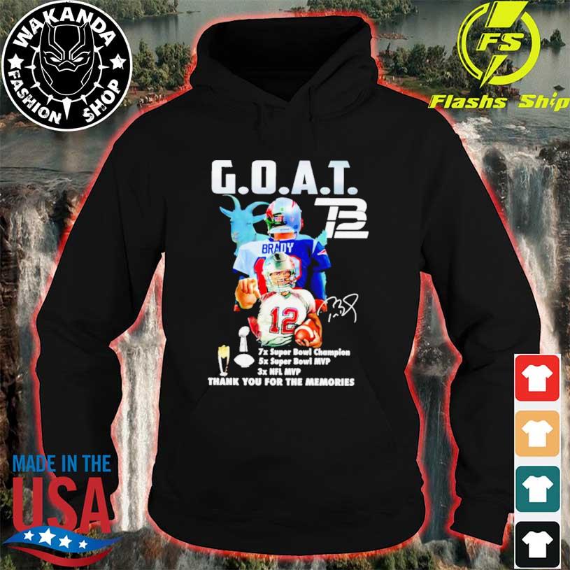 Tom Brady GOAT NFL MVP thank you for the memories signature shirt