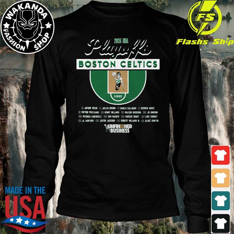Official unfinished business Boston celtics 2023 NBA playoffs shirt,  hoodie, sweater, long sleeve and tank top