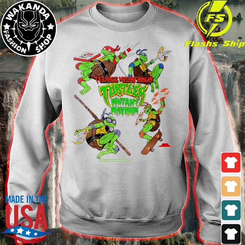 Design pizza tmnt mutant mayhem poster shirt, hoodie, sweater, long sleeve  and tank top