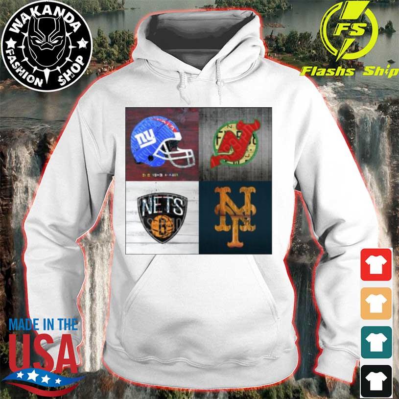 New York Sports Team License Plate Art Collage Giants Devils Nets Mets V6  Shirt - Limotees