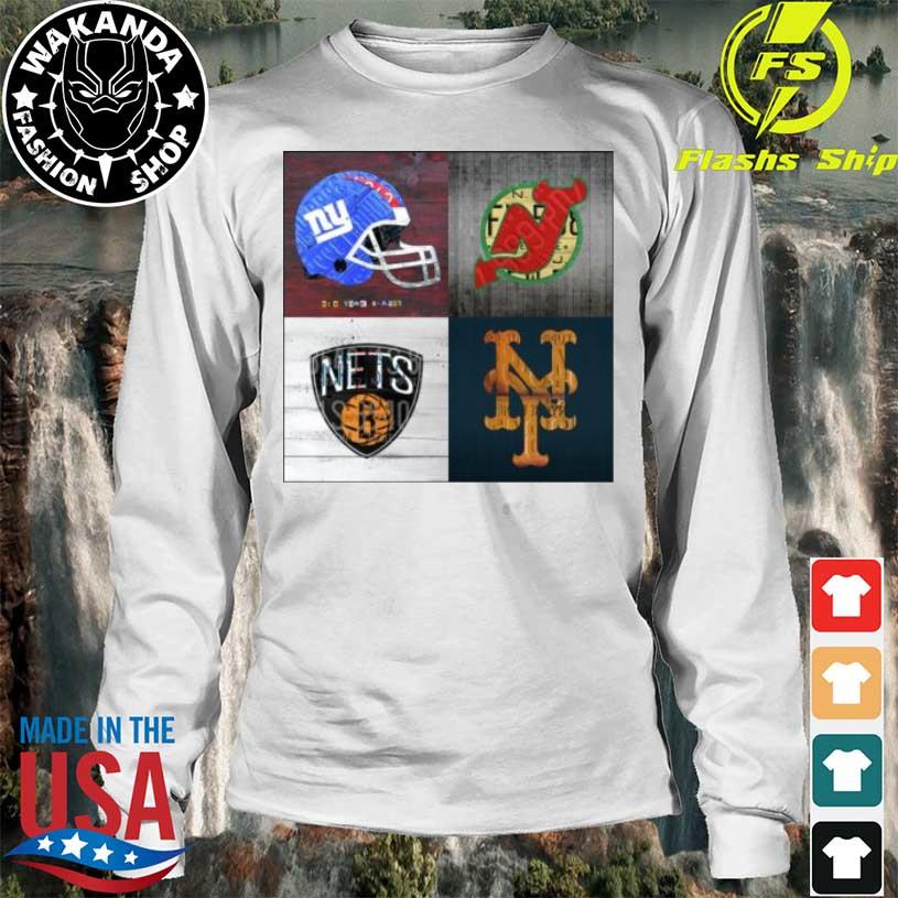 New York Sports Team License Plate Art Collage Giants Devils Nets Mets V6  Shirt - Limotees