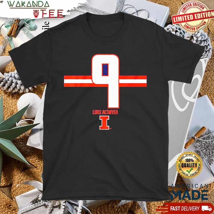 Official Illinois Football Luke Altmyer Number Stripe T shirt