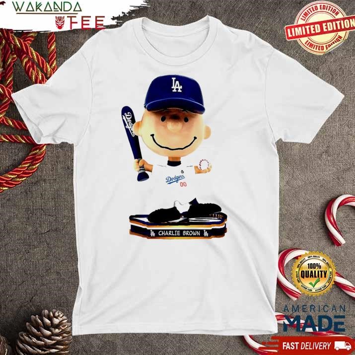 Official Los Angeles Dodgers Charlie Brown Peanuts 2024 World Series Mini Bighead Ornament T Shirt