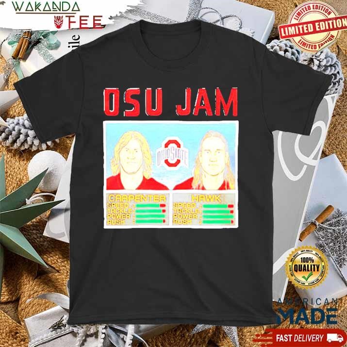 Official Ohio State Buckeyes OSU Jam Carpenter and Hawk T Shirt