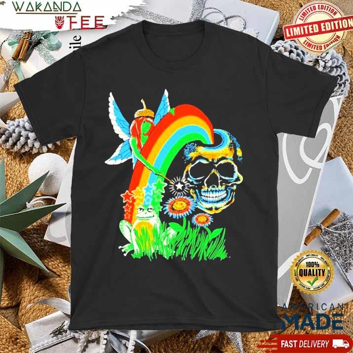 Official Peace Frog Rainbow Skull Star rainbow T shirt