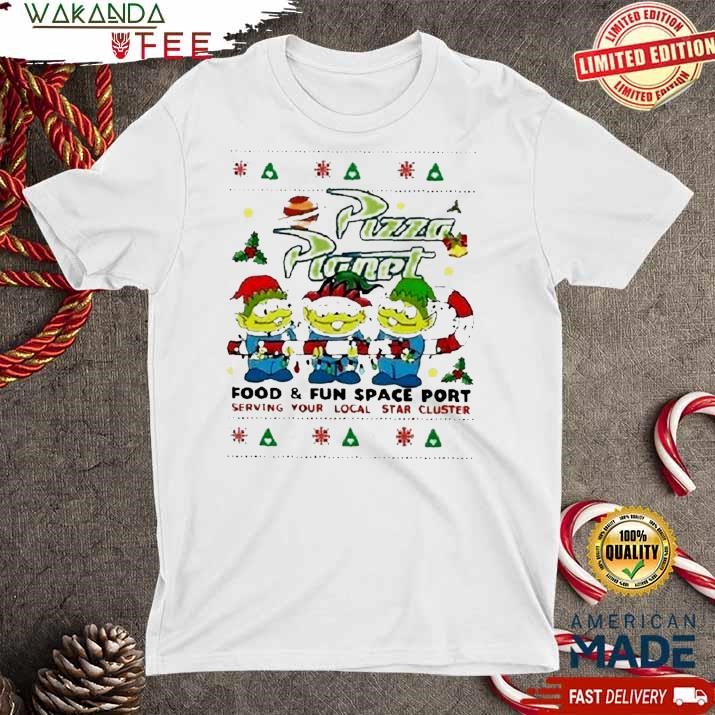 Official Pizza Planet Food And Space Port Christmas T Shirt